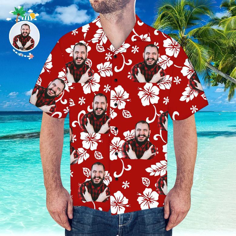 Custom Hawaiian Shirt With Husband Face Personalized Short-Sleeve Hawaiian Shirt