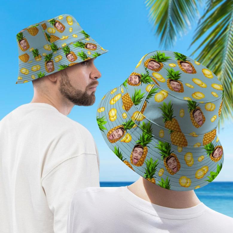 Custom Hawaiian Style Bucket Hat Double-Side-Wear Reversible Funny Pineapple Printing Cap