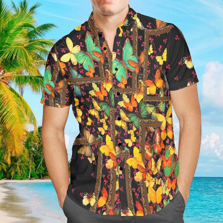 Custom Men Hawaiian Shirts With Text Personalized Vintage Butterfly Hawaiian Shirts For Men