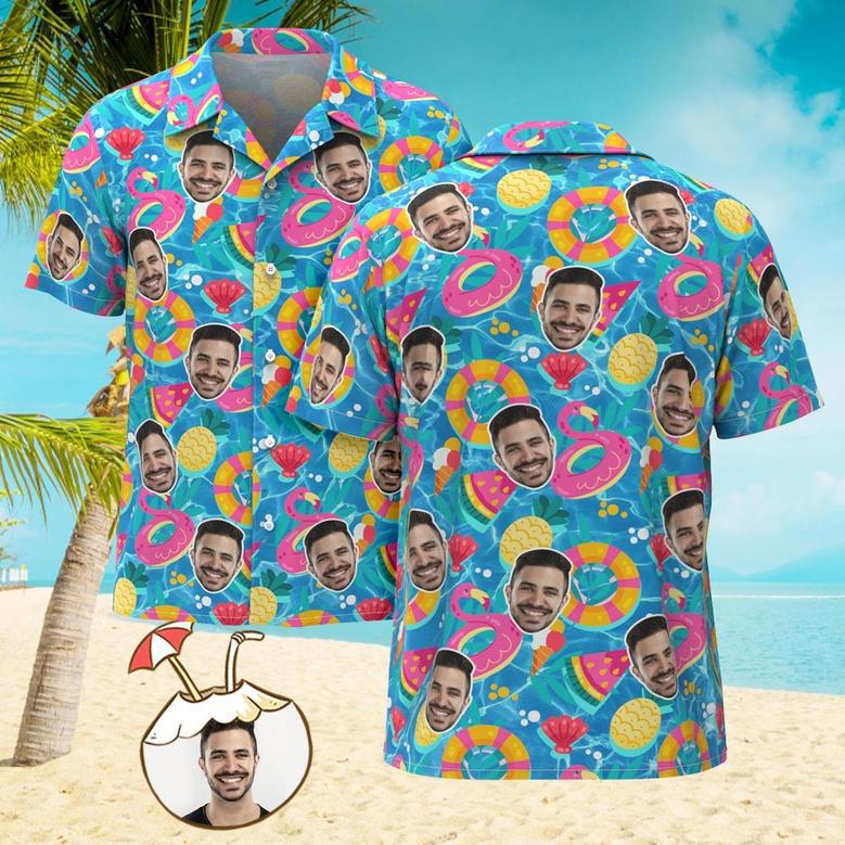 Custom Men's Shirt Face All Over Print Hawaiian Shirt Pool-Floaties