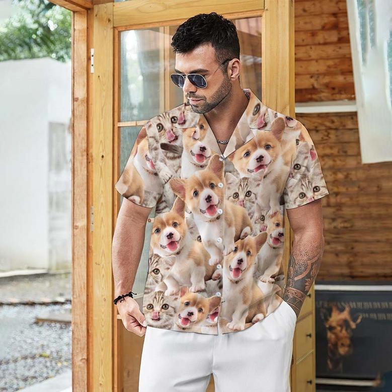 Custom Pet Face Hawaiian Shirt Men's All Over Print Aloha Shirt Two Faces Shirt Gift