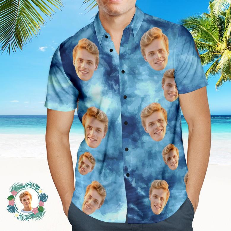 Custom Photo Hawaiian Shirt Beach Vacation Men's Popular All Over Print Hawaiian Beach Shirt Holiday Gift Tie Dye Style