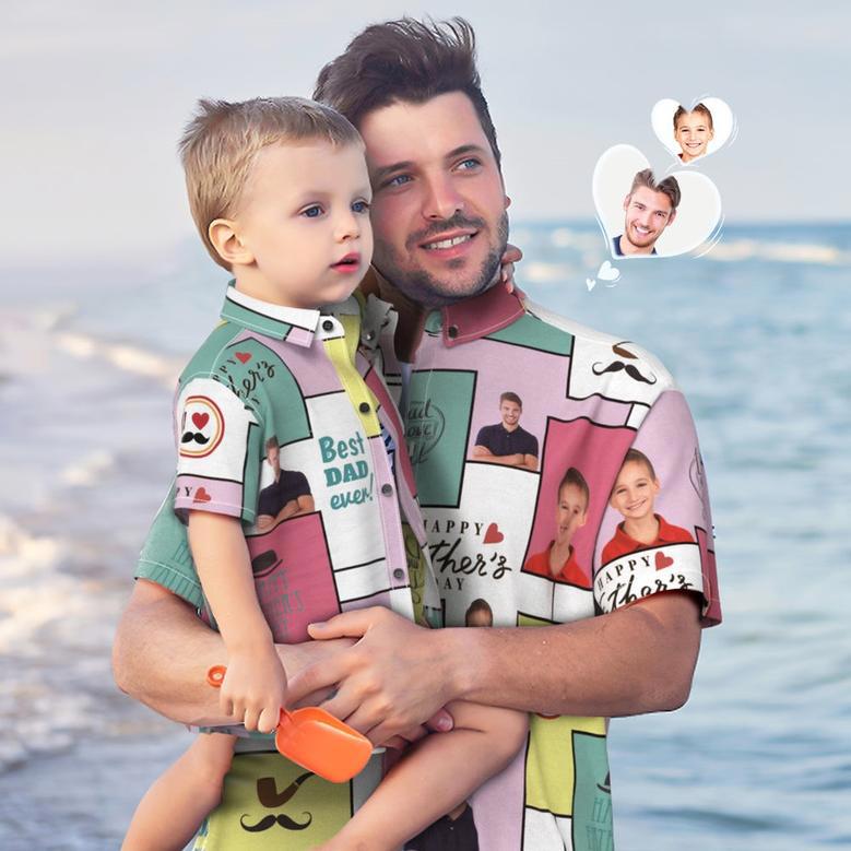 Custom Photo Hawaiian Shirt Personalised Father And Son Hawaiian Shirt Father's Day Gift