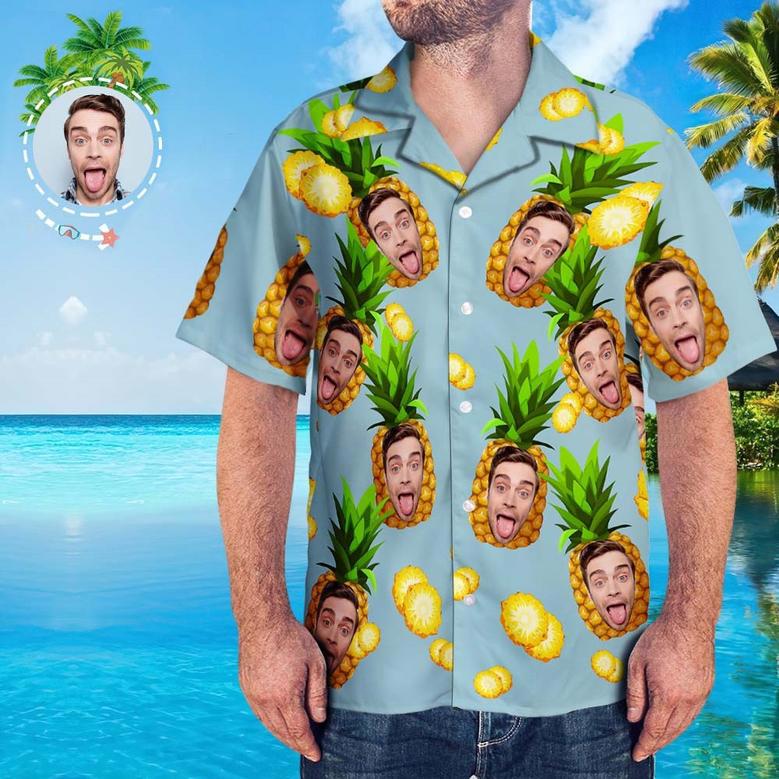 Custom Photo Shirt Men's Hawaiian Shirt Big Pineapple