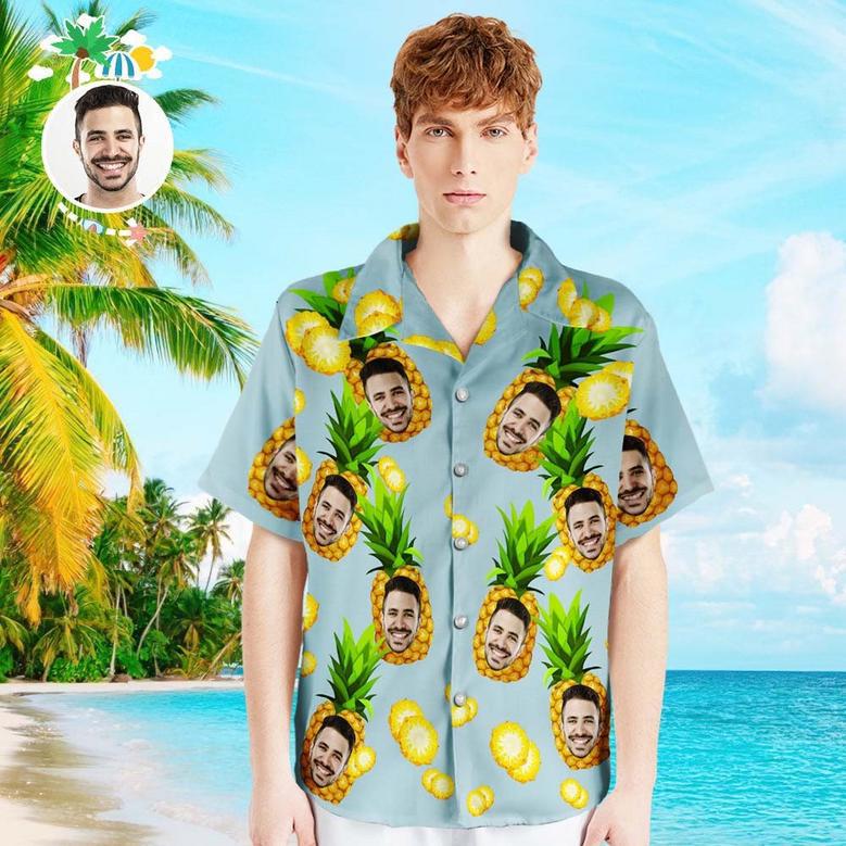 Custom Photo Shirt Men's Hawaiian Shirt Big Pineapple For Him