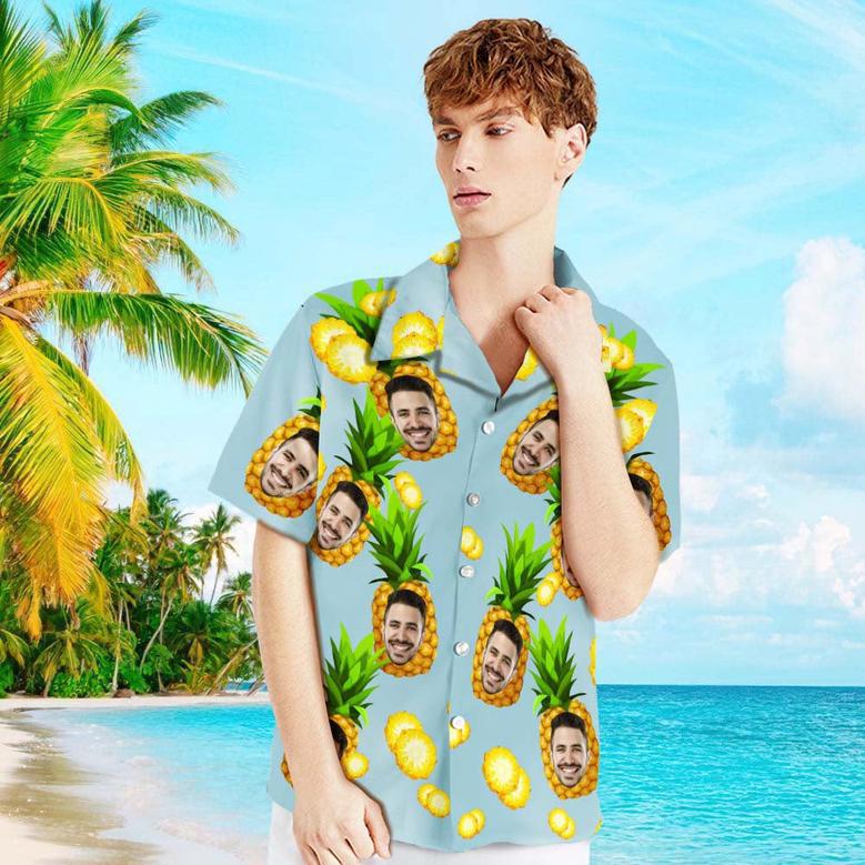 Custom Photo Shirt Men's Hawaiian Shirt Big Pineapple