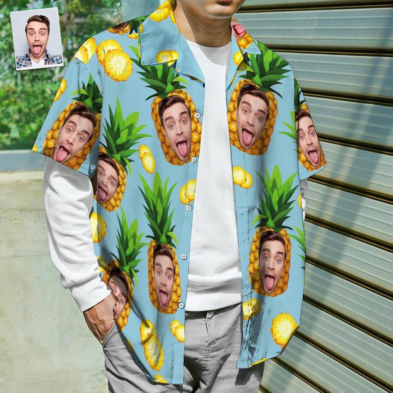 Custom Photo Shirt Men's Hawaiian Shirt Big Pineapple