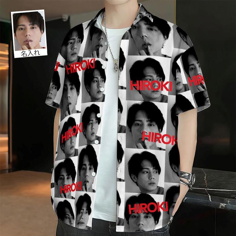 Custom Photo Text Hawaiian Shirts Personalized Photos Japanese Retro Men's Shirt Gift