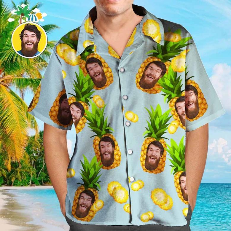 Custom Printed Hawaiian Shirt For Fans Personalized Face And Text Hawaiian Shirt Gift For Fans - Funny Pineapple