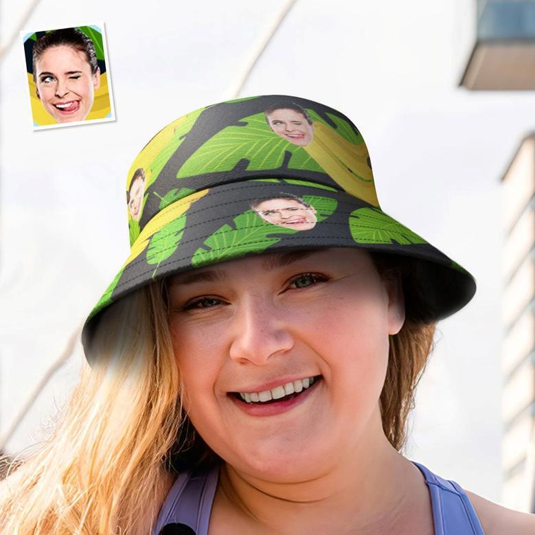 Custom Your Photo Face And Pet Summer Extra Large Bucket Hats Fisherman Hat - Banana