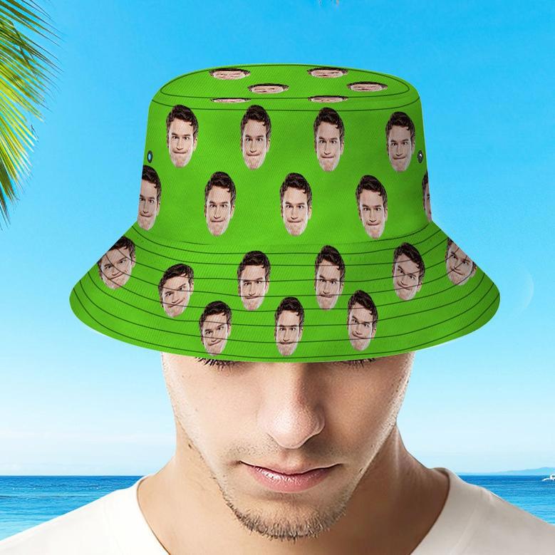 Custom Your Photo Face Summer Bucket Hat Fisherman Hat - Green