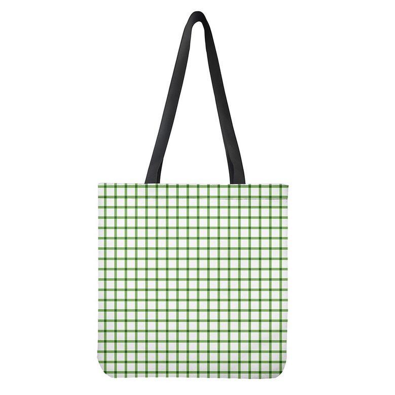 Green Tattersall Pattern Print Tote Bag