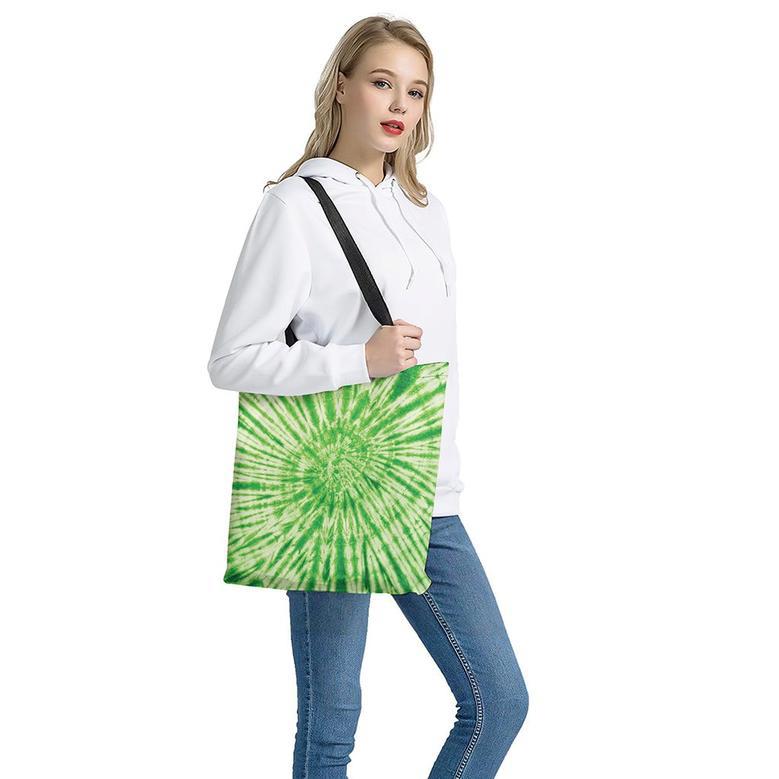 Green Tie Dye Print Tote Bag