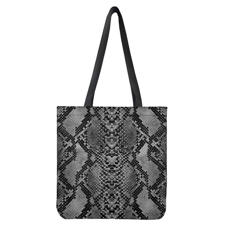 Grey And Black Snakeskin Print Tote Bag