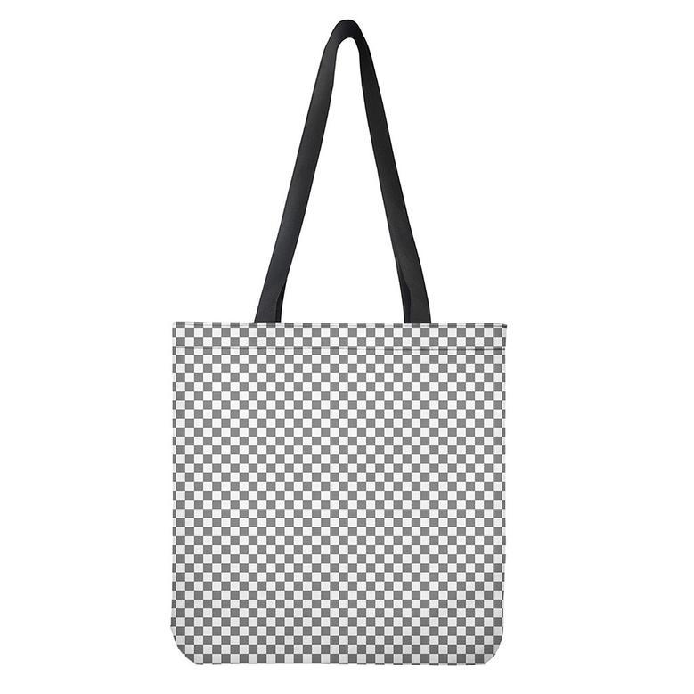 Grey And White Checkered Pattern Print Tote Bag