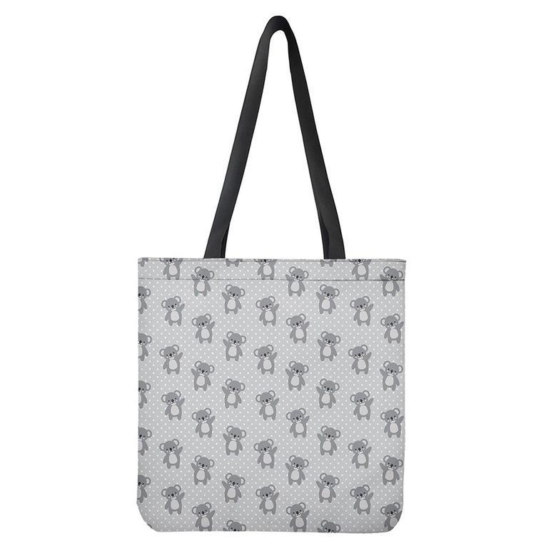 Grey Koala Pattern Print Tote Bag