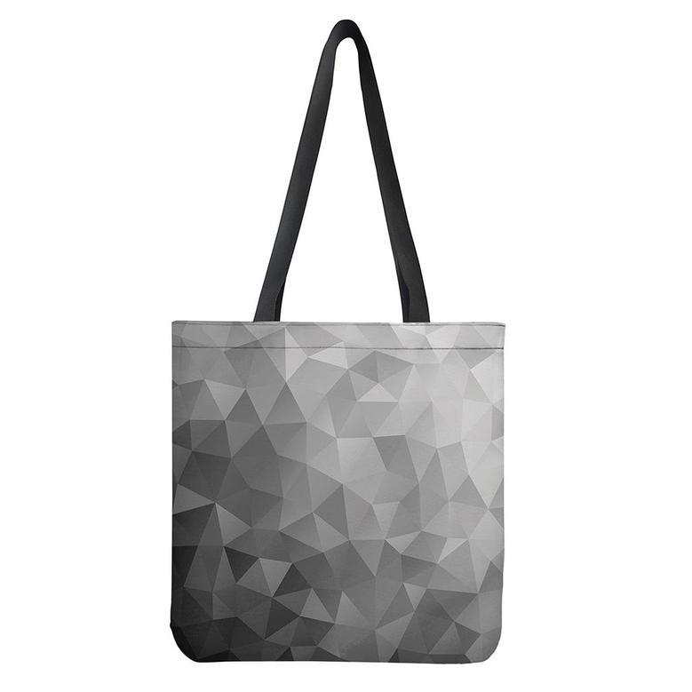 Grey Polygonal Geometric Print Tote Bag