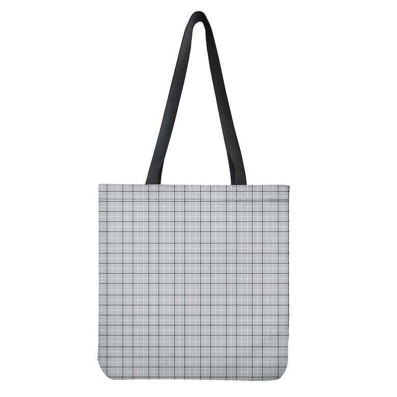 Grey Tattersall Pattern Print Tote Bag