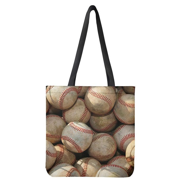 Grunge Baseballs Print Tote Bag