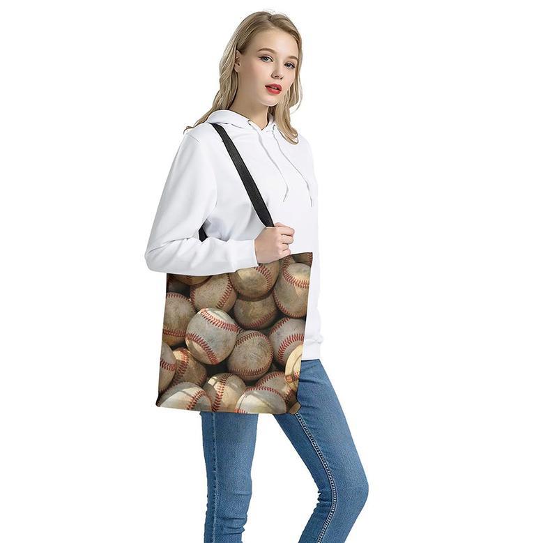 Grunge Baseballs Print Tote Bag