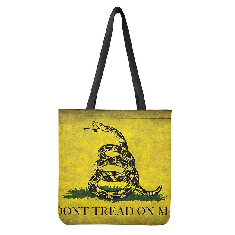 Grunge Gadsden Flag Print Tote Bag