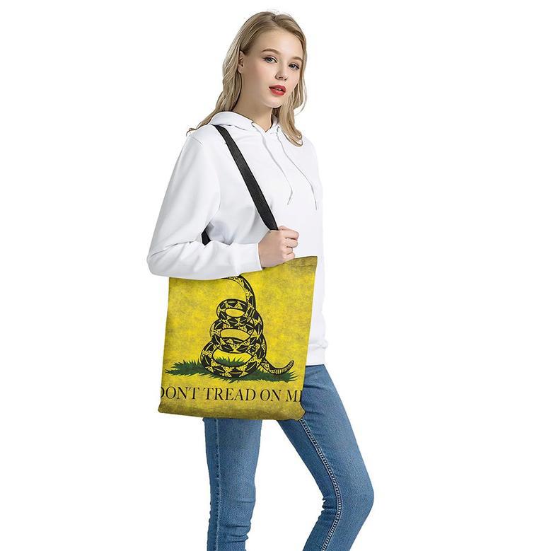 Grunge Gadsden Flag Print Tote Bag