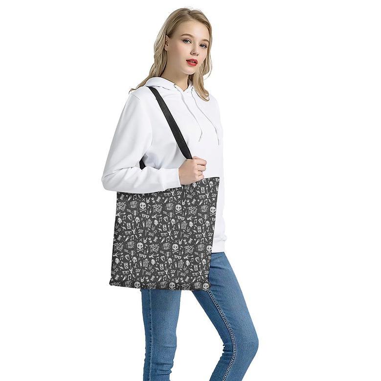 Grunge Rock And Roll Pattern Print Tote Bag