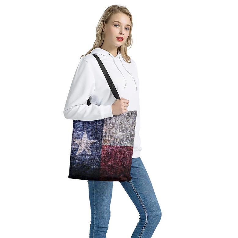 Grunge Texas Flag Print Tote Bag