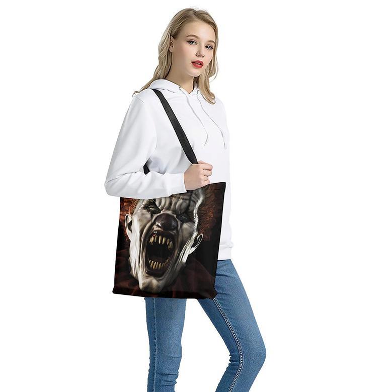 Halloween Clown Print Tote Bag