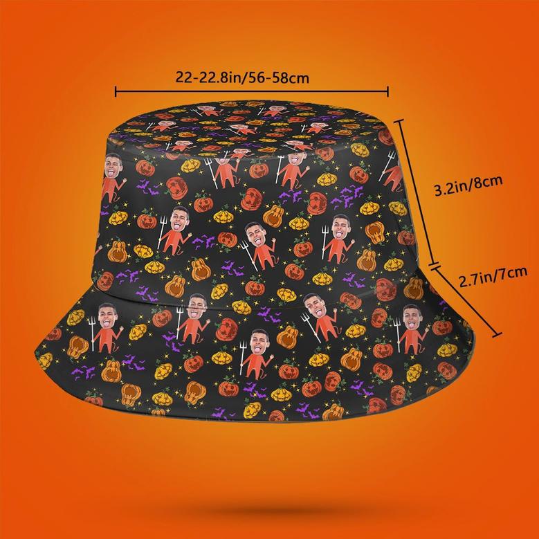 Halloween Gift Custom Bucket Hat Personalized Photo Hat - Pumpkin