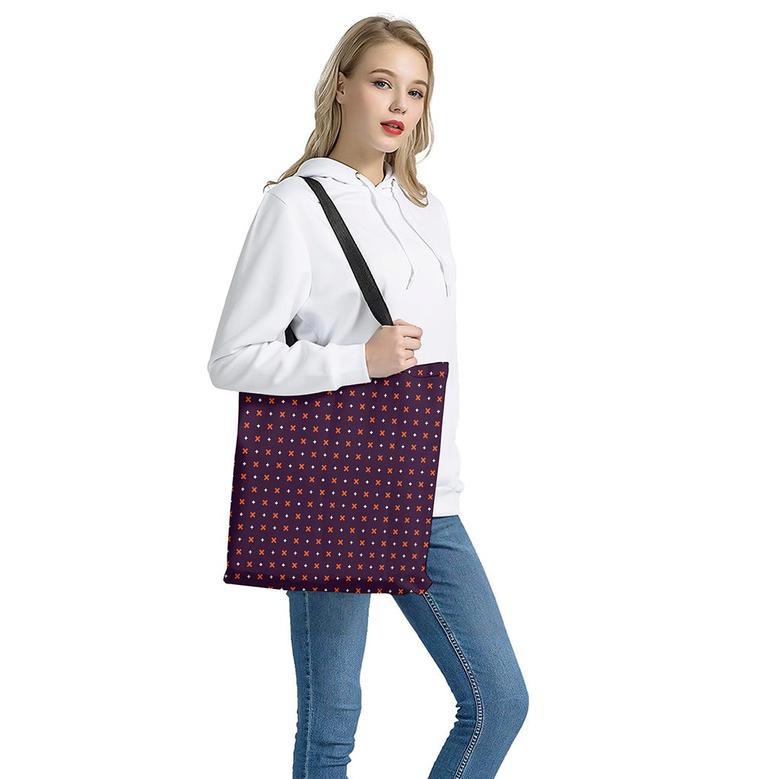 Halloween Plus And Cross Pattern Print Tote Bag