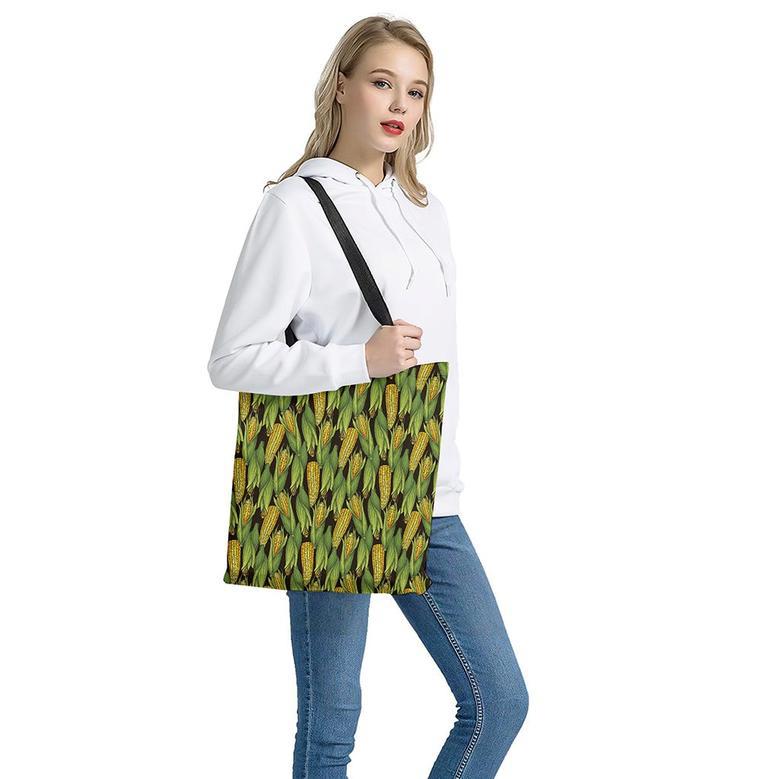 Hand-Drawn Corncob Pattern Print Tote Bag