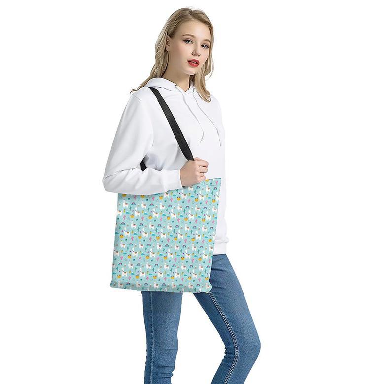 Happy Llama And Cactus Pattern Print Tote Bag