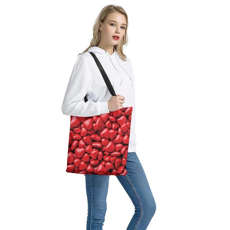 Heart Chocolate Candy Print Tote Bag