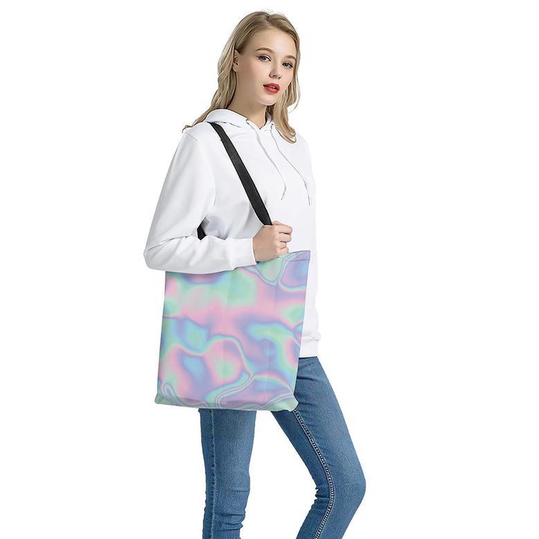 Holographic Waves Print Tote Bag