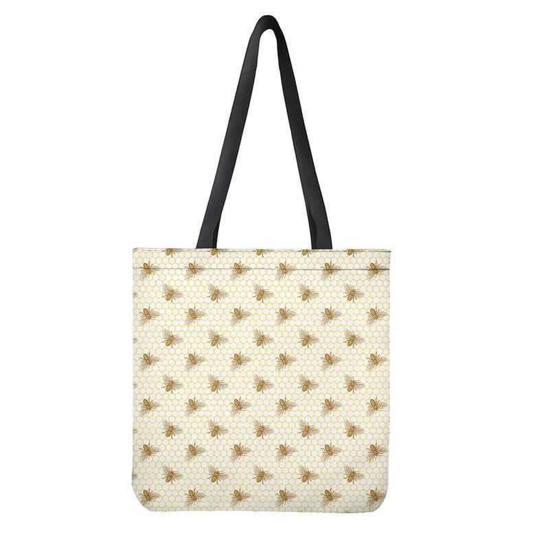 Honey Bee Hive Pattern Print Tote Bag