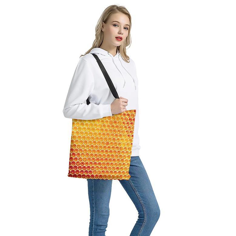 Honey Bee Hive Print Tote Bag