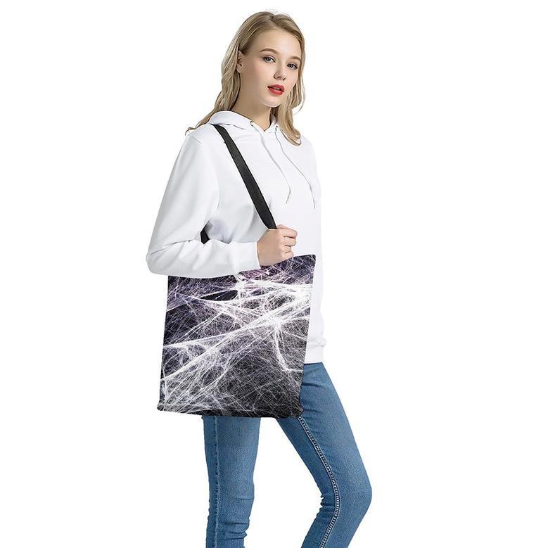 Horror Cobweb Print Tote Bag