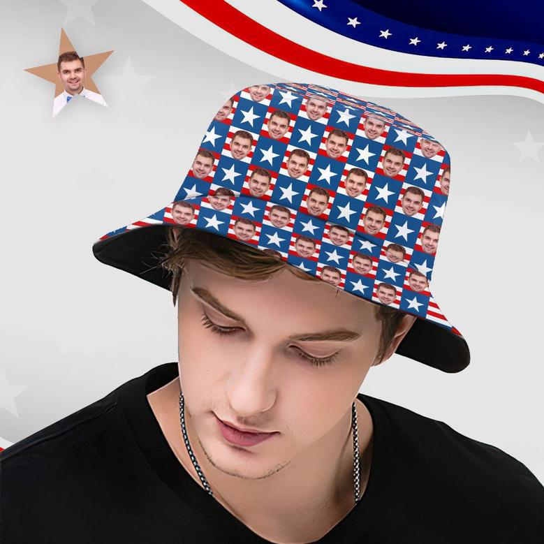 Independence Day Custom Bucket Hat Face Unisex Fisherman Hat Summer Hat The Fourth Of July