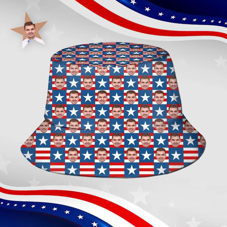 Independence Day Custom Bucket Hat Face Unisex Fisherman Hat Summer Hat The Fourth Of July