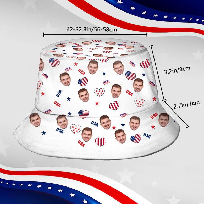 Independence Day Custom Bucket Hat Face Unisex Fisherman Hat Summer Hat - Usa