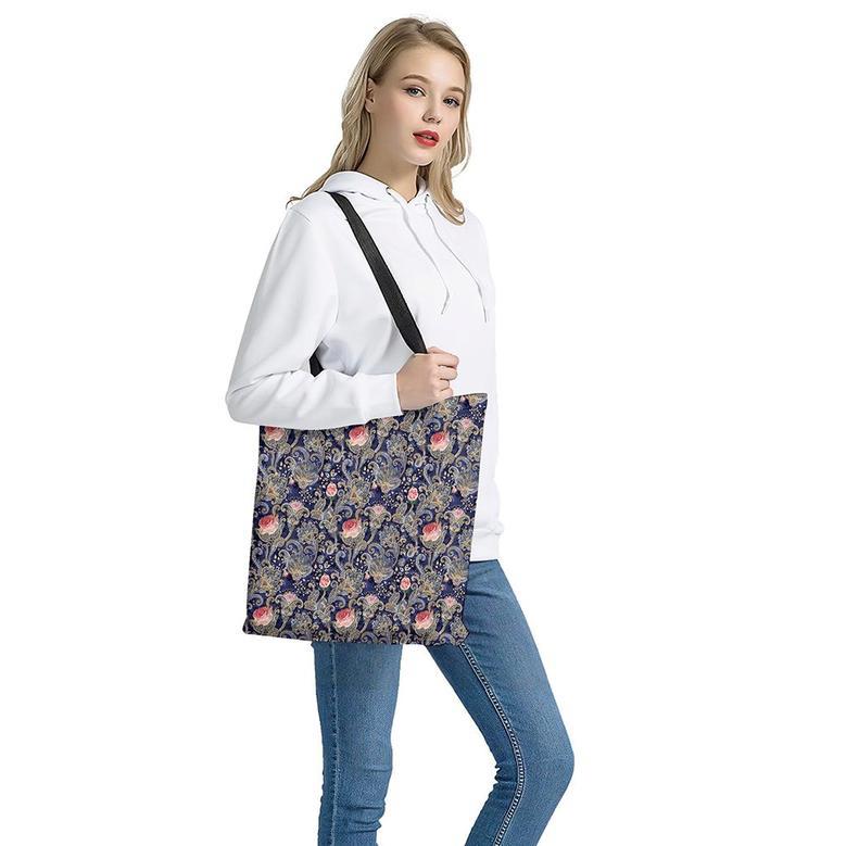 Indian Rose Paisley Pattern Print Tote Bag