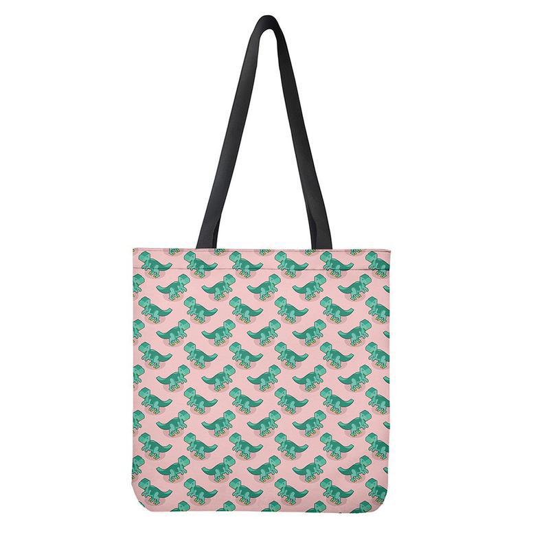 Isometric Tyrannosaurus Pattern Print Tote Bag