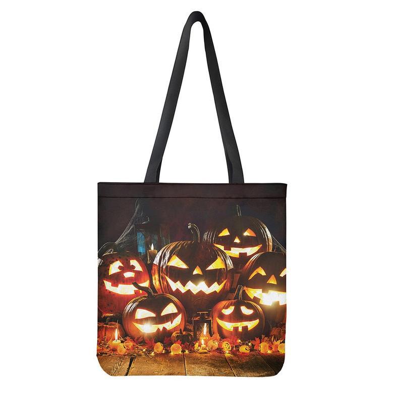 Jack-O'-Lantern Halloween Pumpkin Print Tote Bag