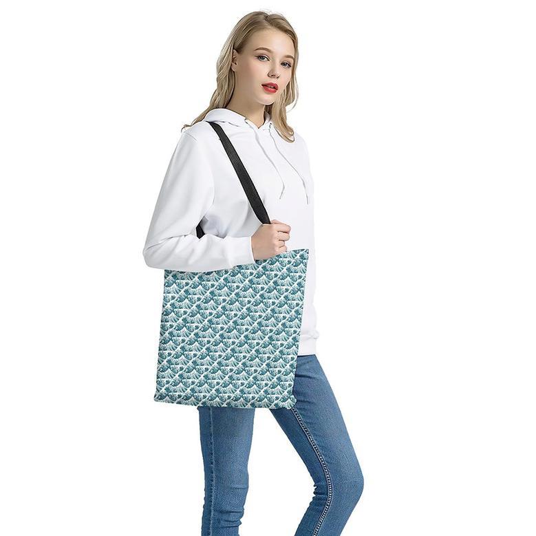 Japanese Kanagawa Wave Pattern Print Tote Bag