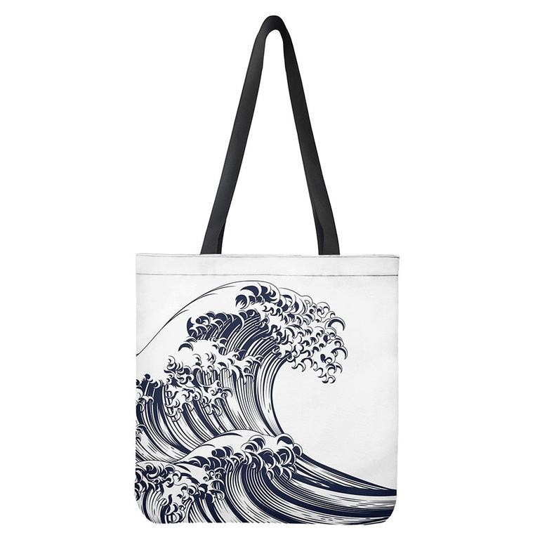 Japanese Kanagawa Wave Print Tote Bag