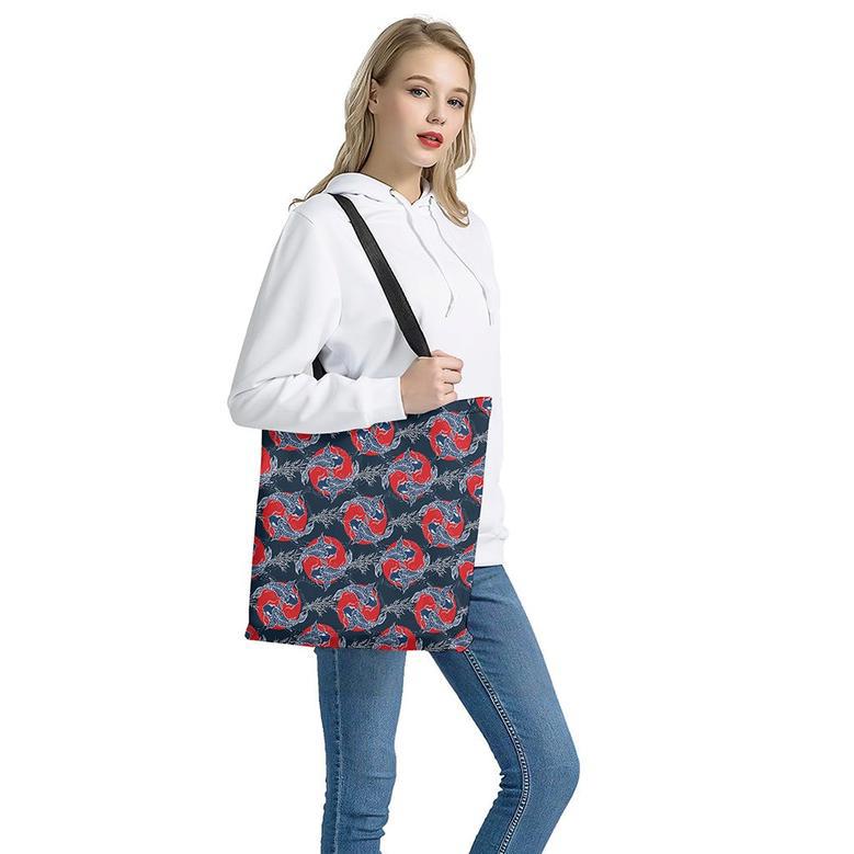 Japanese Koi Carp Fish Pattern Print Tote Bag