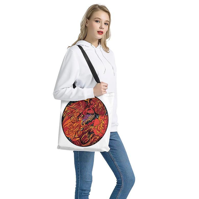 Japanese Phoenix Print Tote Bag