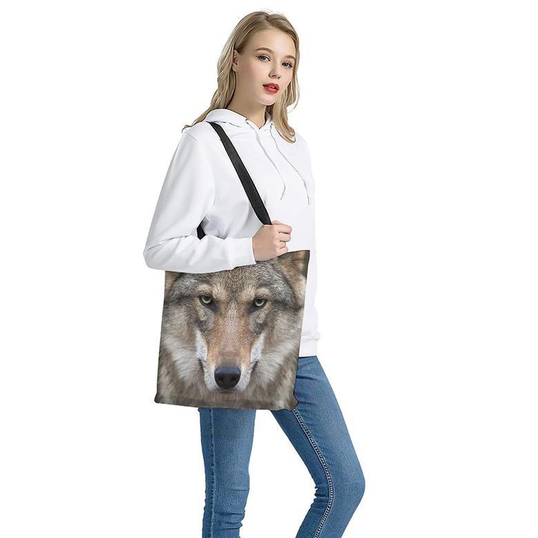 Jungle Wolf Print Tote Bag