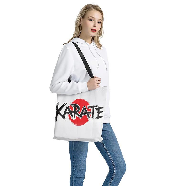 Karate Text Print Tote Bag